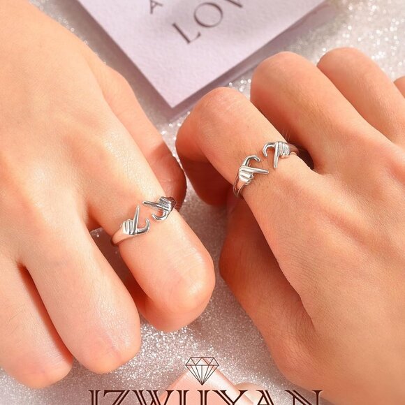 925-Sterling-Silver Heart Claddagh Rings for Women - Adjustable White/18K/Rose G - Picture 5 of 6